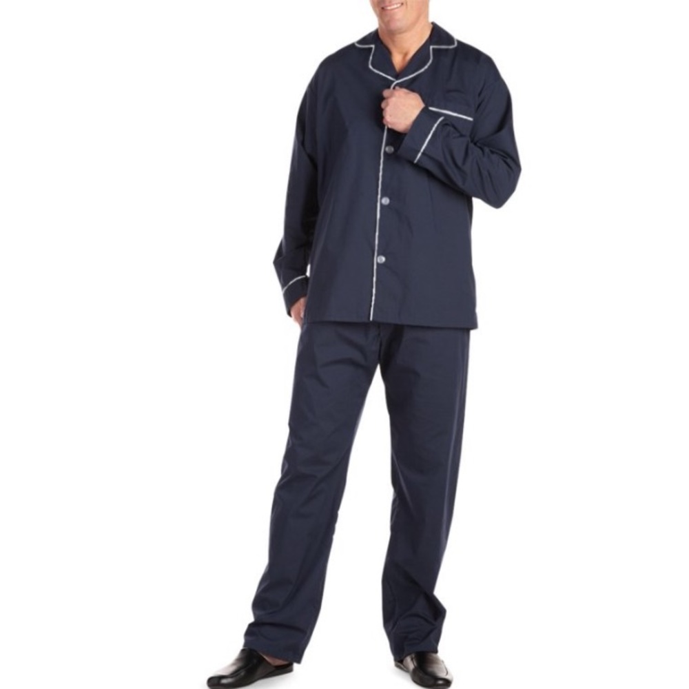 Harbor Bay by DXL Big Men’s Long Pajamas, Navy, 5XL